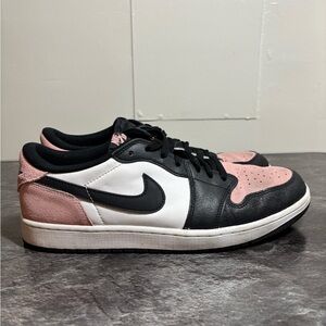 Jordan 1 Low Rust Pink Men's Shoes in Black, White, and Pink